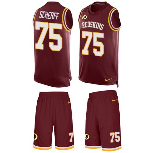 Nike Redskins #75 Brandon Scherff Burgundy Red Team Color Men's Stitched NFL Limited Tank Top Suit Jersey
